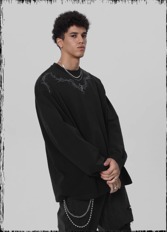 Logo Print Washed Long Sleeve T-shirt