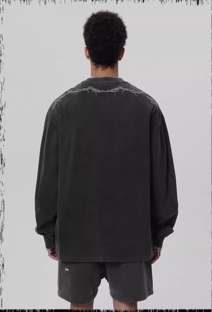 Logo Print Washed Long Sleeve T-shirt