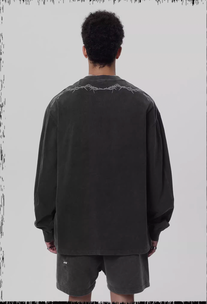 Logo Print Washed Long Sleeve T-shirt