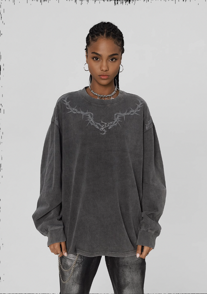 Logo Print Washed Long Sleeve T-shirt