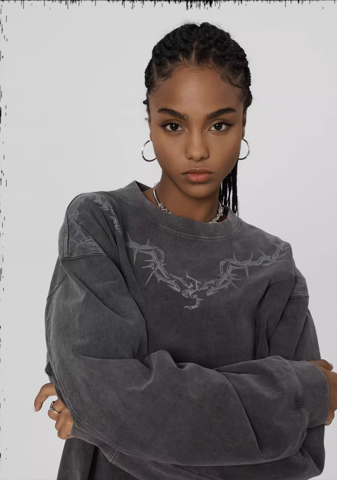 Logo Print Washed Long Sleeve T-shirt