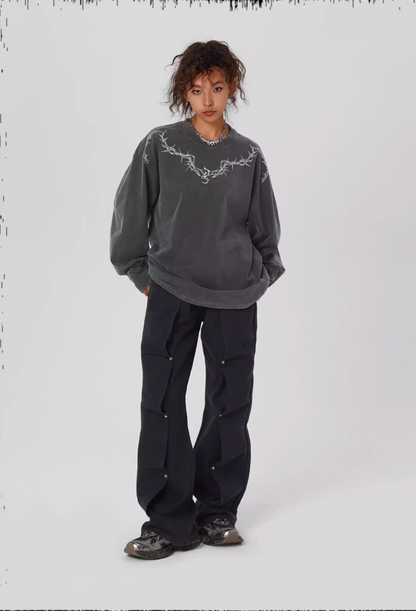 Logo Print Washed Long Sleeve T-shirt