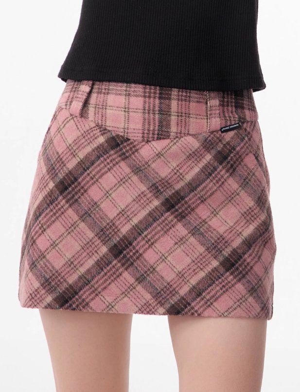 Pink Tartan Midi Skirt