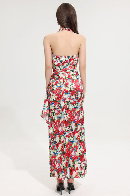Halter Neck Split Maxi Dress