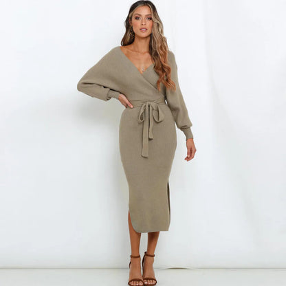 Autumn Winter New Slim-fit Bodycon Vestidos Y2k Midi Dresses