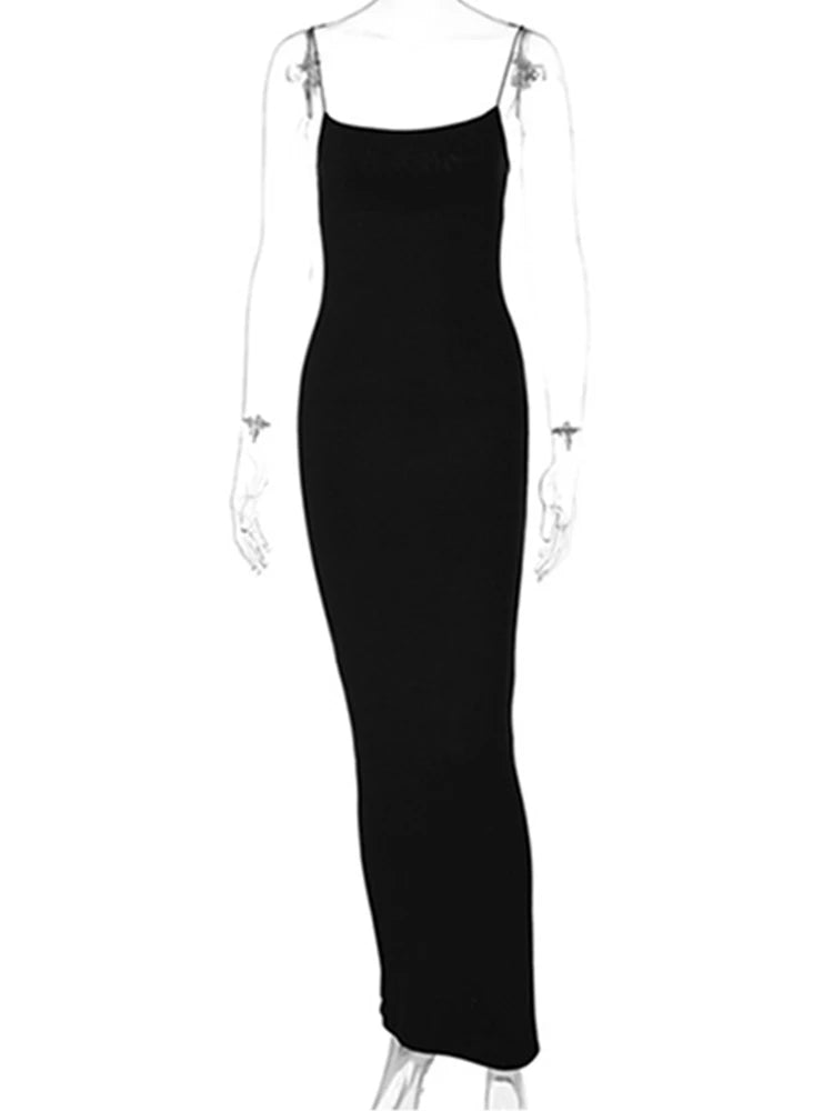 Autumn Winter White Black Strap Club Clothes Midi Dresses