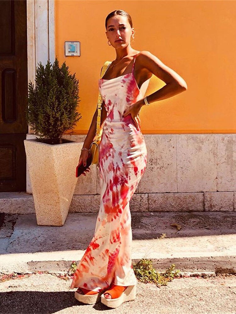 Green Printed Maxi Dress