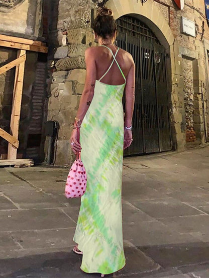 Green Printed Maxi Dress