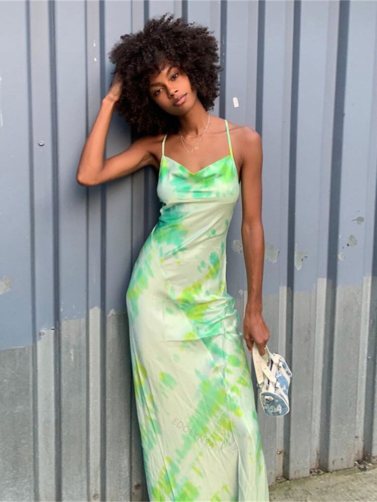 Green Printed Maxi Dress