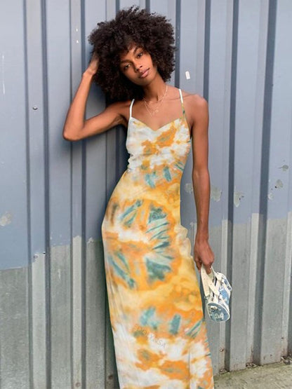 Green Printed Maxi Dress