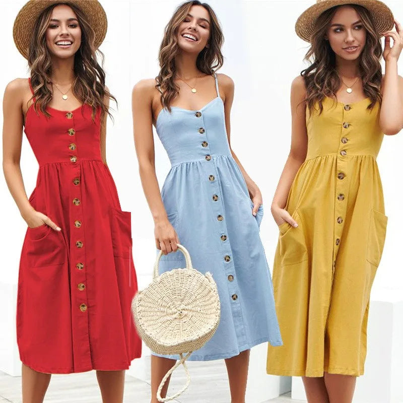Small Open Red Style Midi Dresses