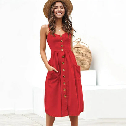 Small Open Red Style Midi Dresses