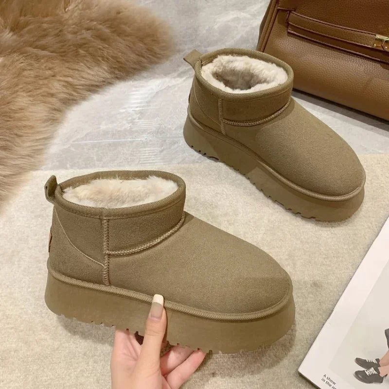 New Classic Thickened Fluff Snow Boots Comfortable Warm Ankle Boots Winter Shoes Chunky Botas Mujer