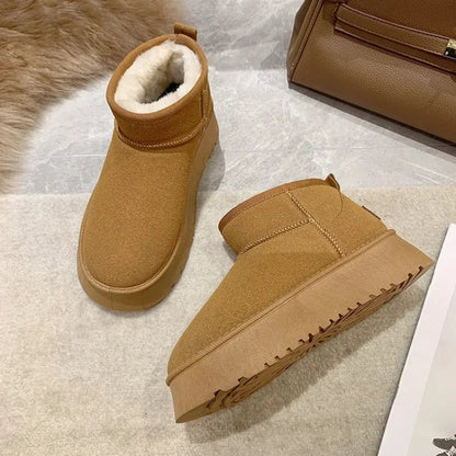 New Classic Thickened Fluff Snow Boots Comfortable Warm Ankle Boots Winter Shoes Chunky Botas Mujer