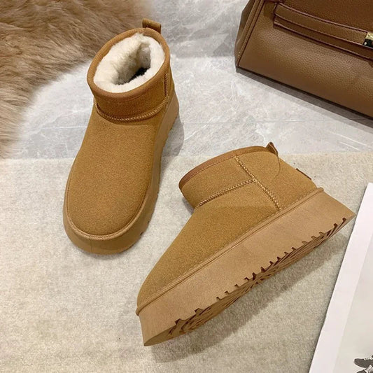 New Classic Thickened Fluff Snow Boots Comfortable Warm Ankle Boots Winter Shoes Chunky Botas Mujer