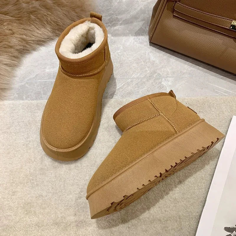 New Classic Thickened Fluff Snow Boots Comfortable Warm Ankle Boots Winter Shoes Chunky Botas Mujer