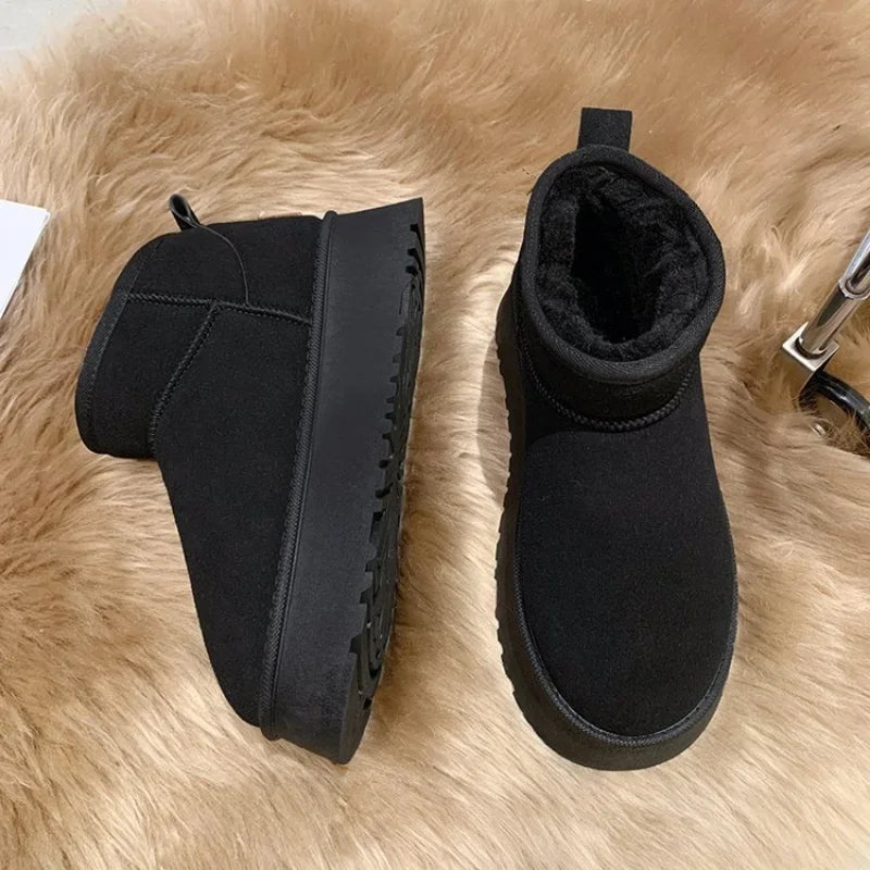 New Classic Thickened Fluff Snow Boots Comfortable Warm Ankle Boots Winter Shoes Chunky Botas Mujer