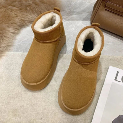 New Classic Thickened Fluff Snow Boots Comfortable Warm Ankle Boots Winter Shoes Chunky Botas Mujer