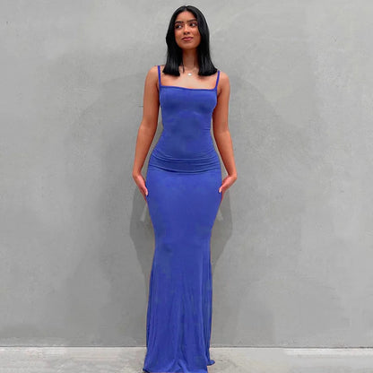 Y2k Sleeveless Skinny Bodycon Trumpet Maxi Dress