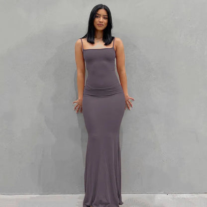 Y2k Sleeveless Skinny Bodycon Trumpet Maxi Dress