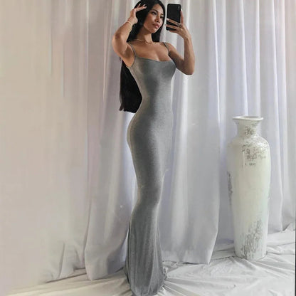 Y2k Sleeveless Skinny Bodycon Trumpet Maxi Dress