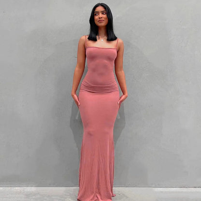 Y2k Sleeveless Skinny Bodycon Trumpet Maxi Dress