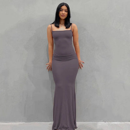 Y2k Sleeveless Skinny Bodycon Trumpet Maxi Dress