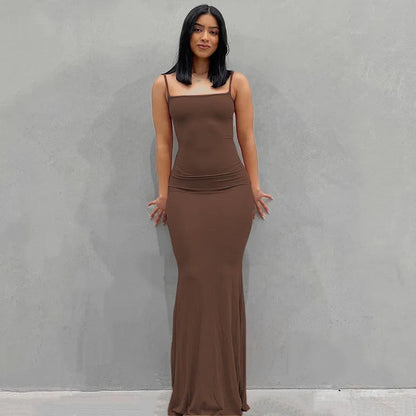 Y2k Sleeveless Skinny Bodycon Trumpet Maxi Dress