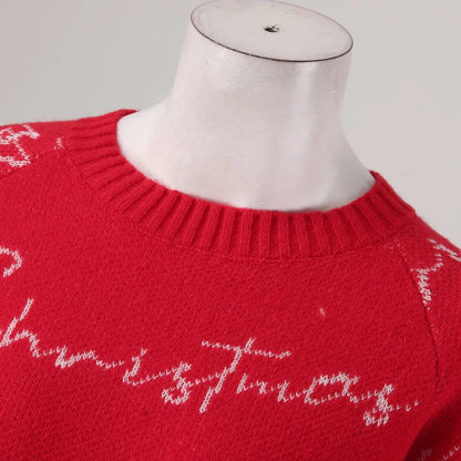 Full Sleeve O-neck Jacquard Dress Christmas Sweater