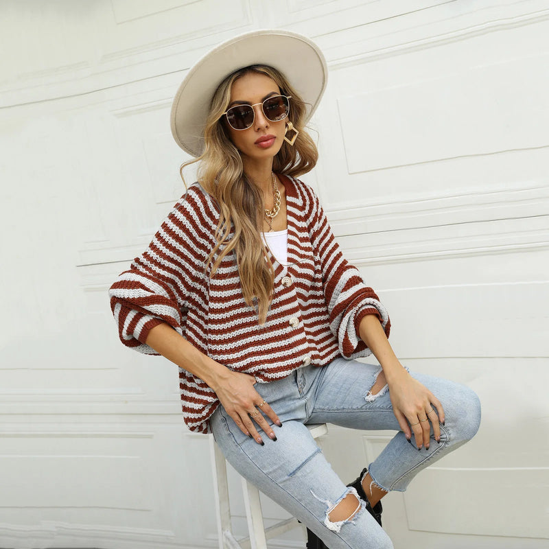 Knitted Long Sleeve Cardigan Christmas Sweater - Autumn Winter Warm