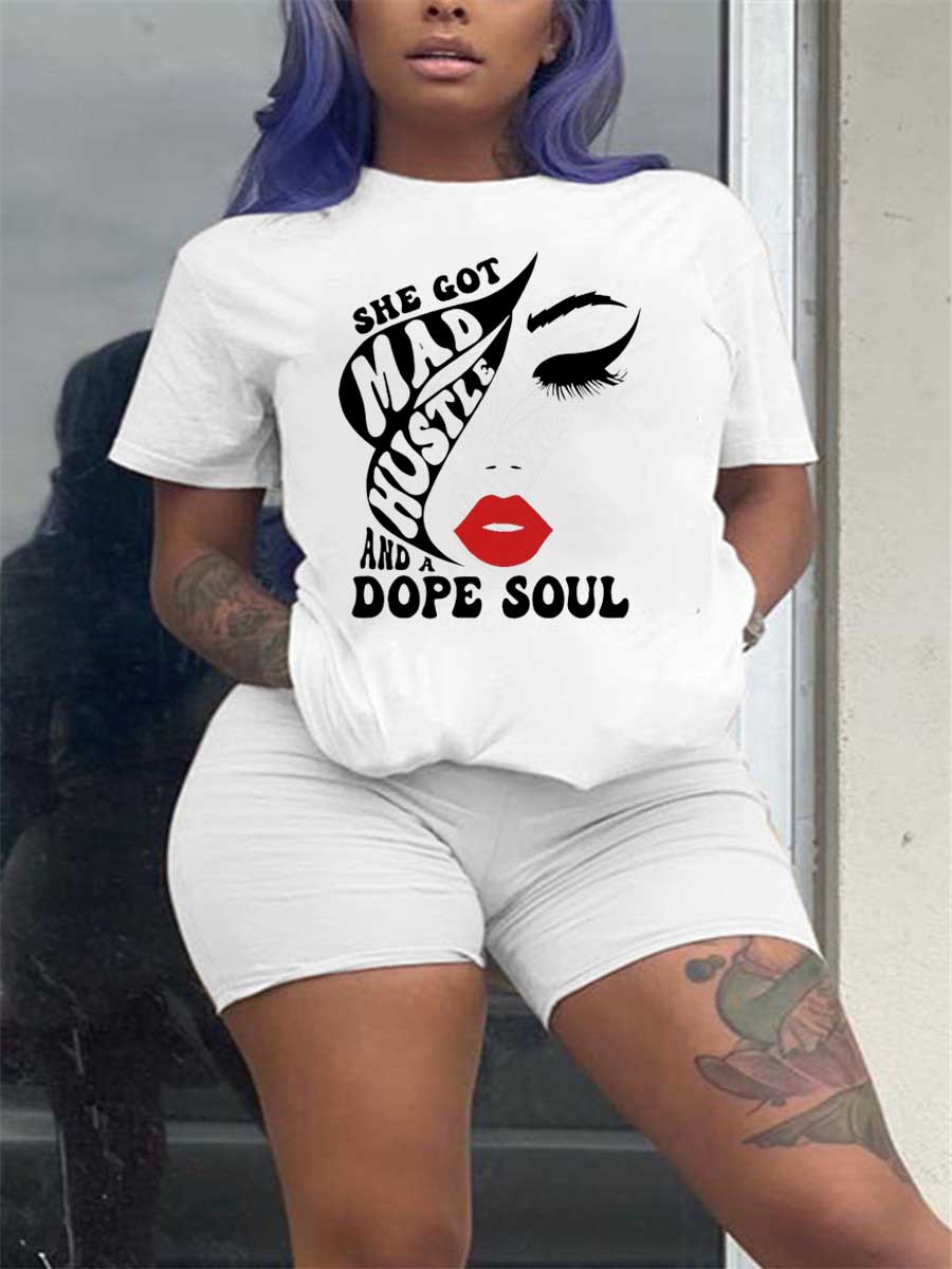 Lip Letter Print T-shirt Ar70112