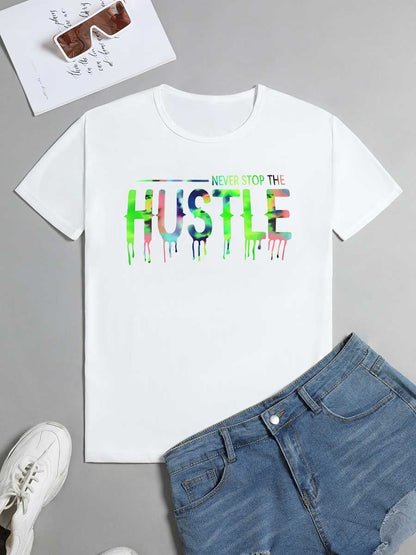 Splash Ink Letter Print T-shirt At8020
