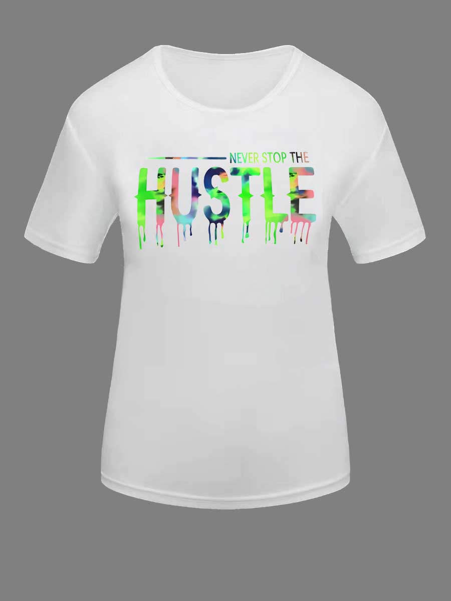 Splash Ink Letter Print T-shirt At8020