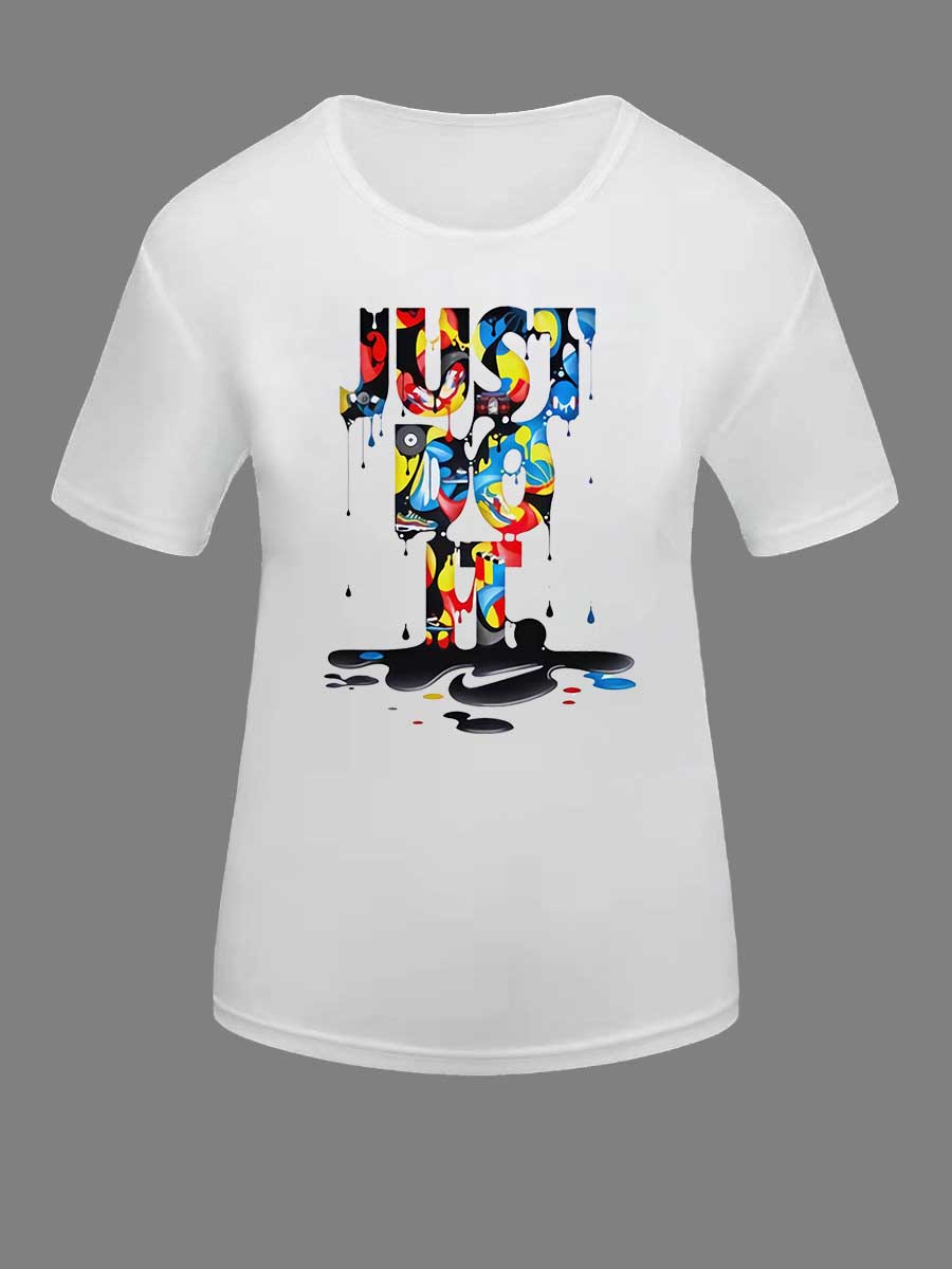 Splash Ink Just Do It Letter Print T-shirt Ar5089
