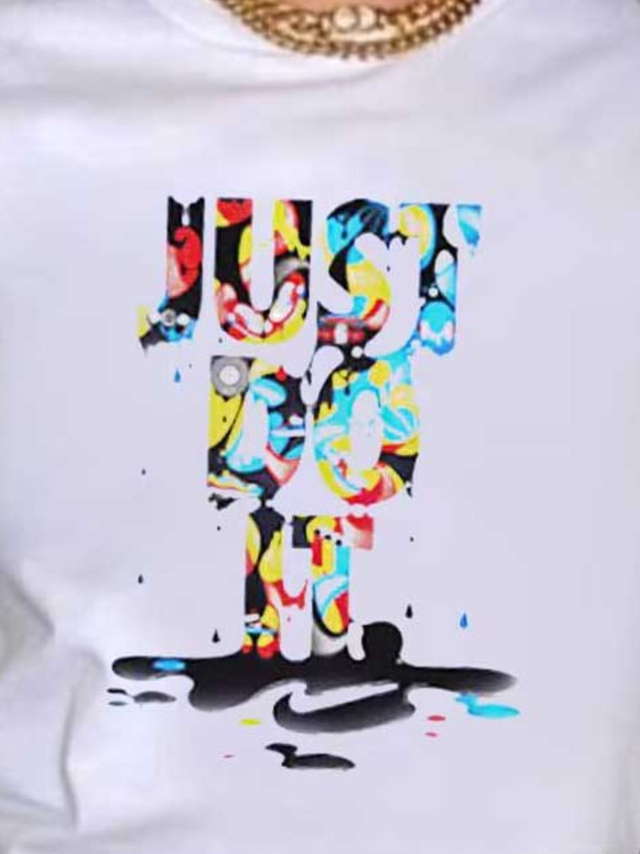 Splash Ink Just Do It Letter Print T-shirt Ar5089