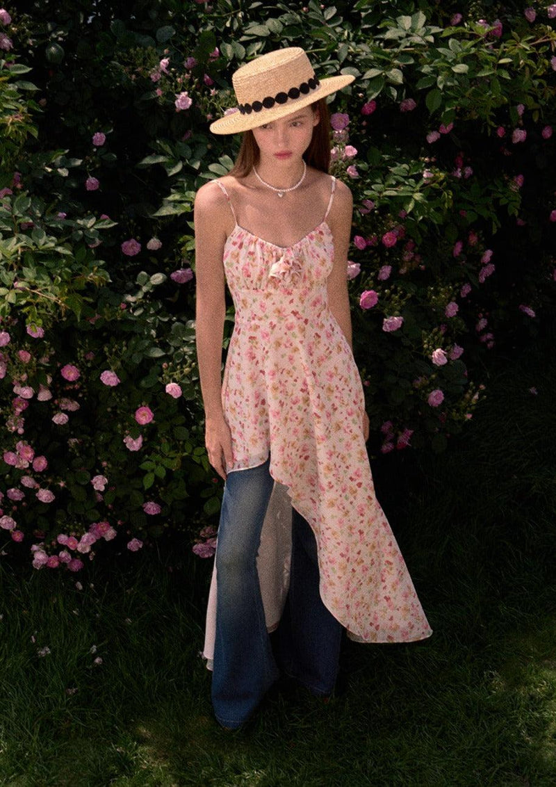 Diagonal Split Hem Maxi Dress