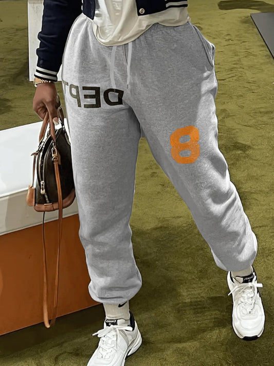 Letter Print Drawstring Sweatpants Ac2032