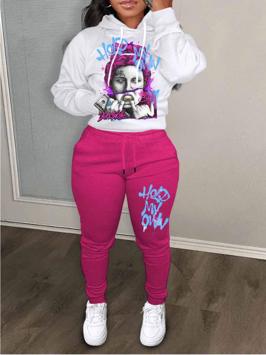 Pattern Mixed Print Money Two-piece Pants Set Ar8035