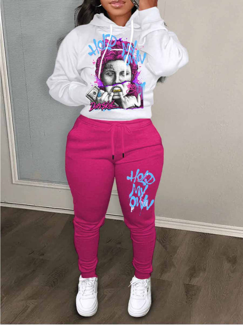 Pattern Mixed Print Money Two-piece Pants Set Ar8035