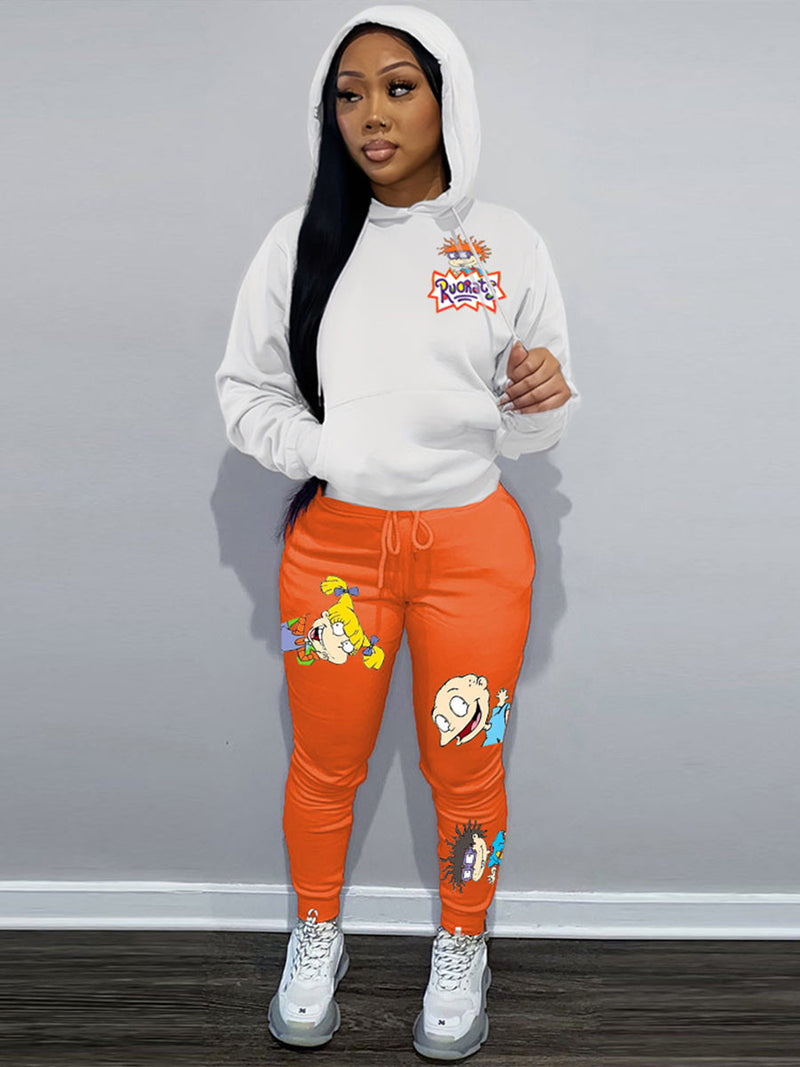 Cartoon Letter Print Drawstring Sweatpants At9018