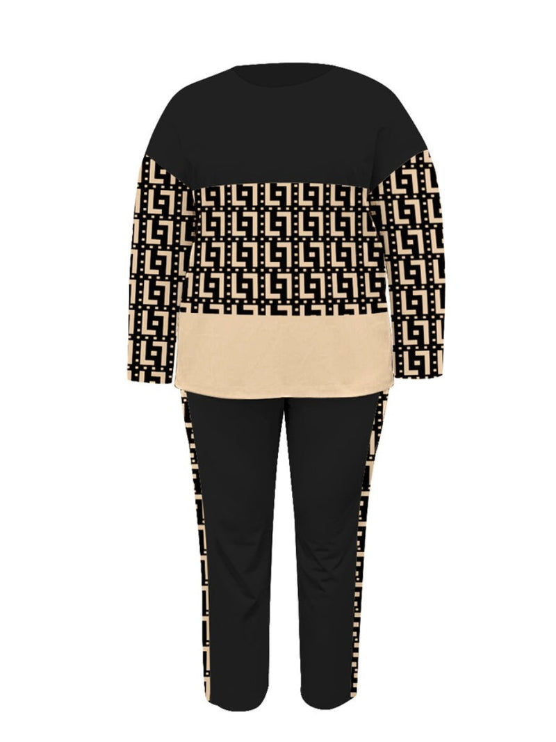 Chain Letter Print Pants Set At8059