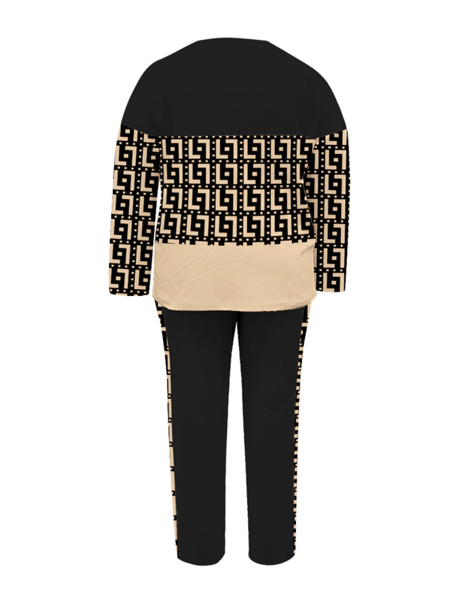 Chain Letter Print Pants Set At8059