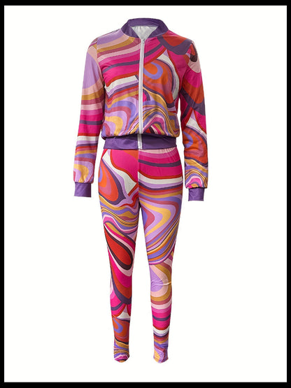 Mixed Print High Waist Pants Set Ar5020