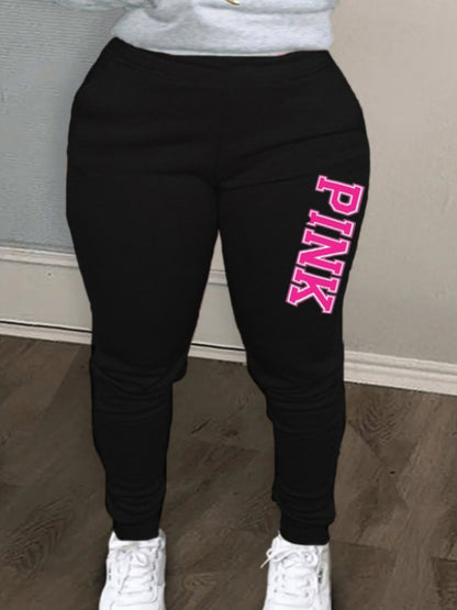 Letter Print Zipper Design Pants Set At9021
