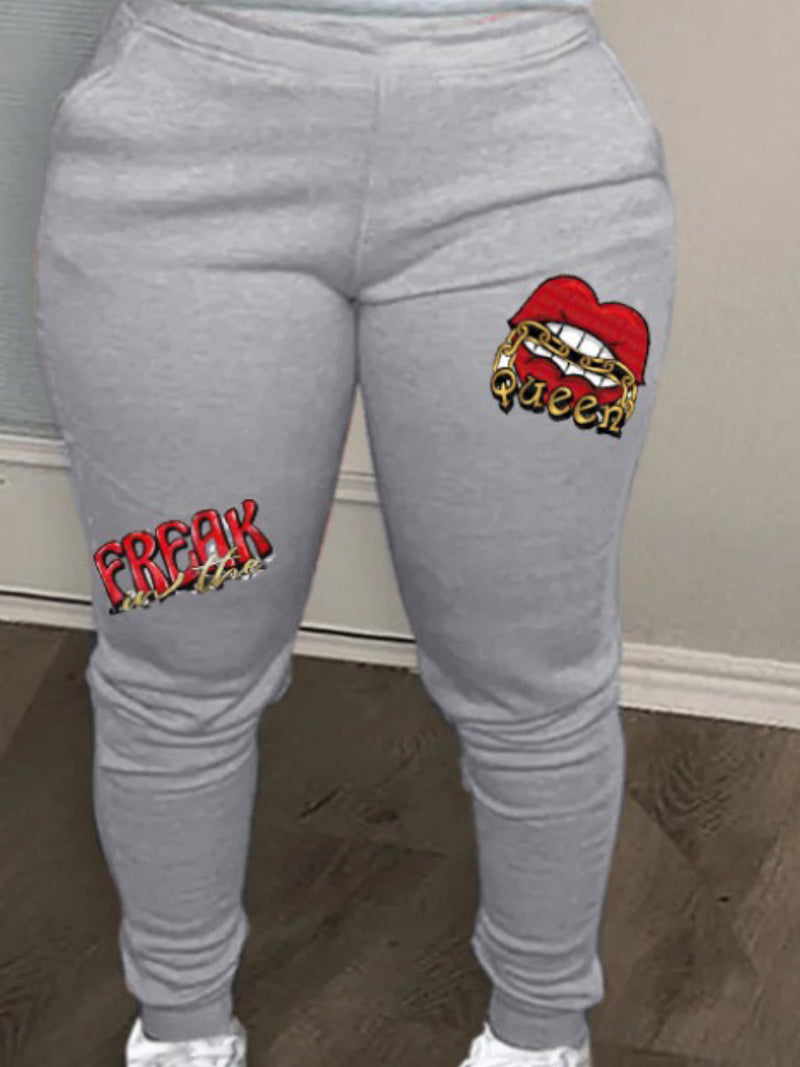 Letter Print Zipper Design Pants Set At9021