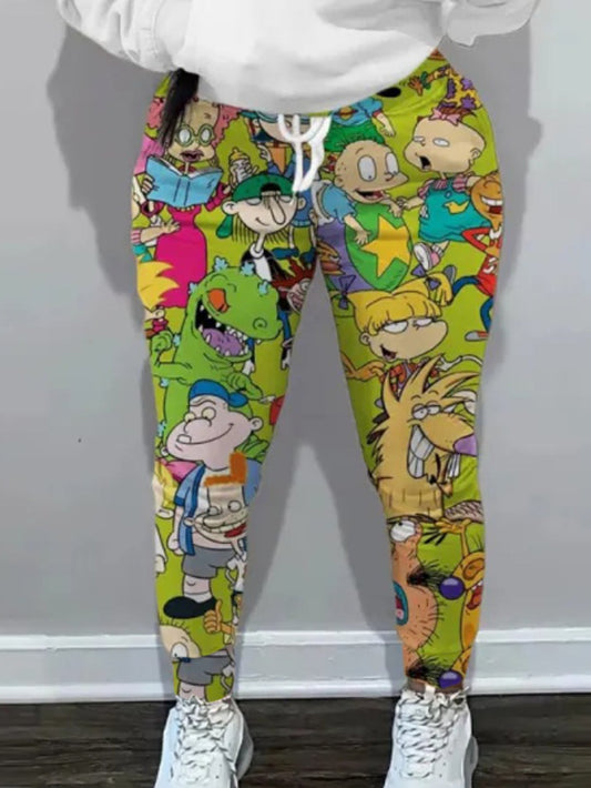 Cartoon Print Drawstring Sweatpants Bo50100