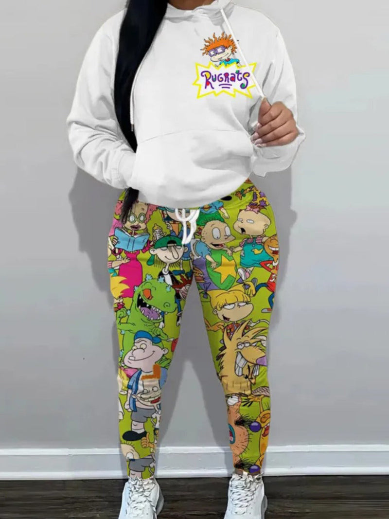 Cartoon Print Drawstring Sweatpants Bo50100