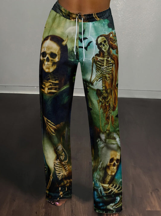 Halloween Clown Skeleton Print Pants At9015