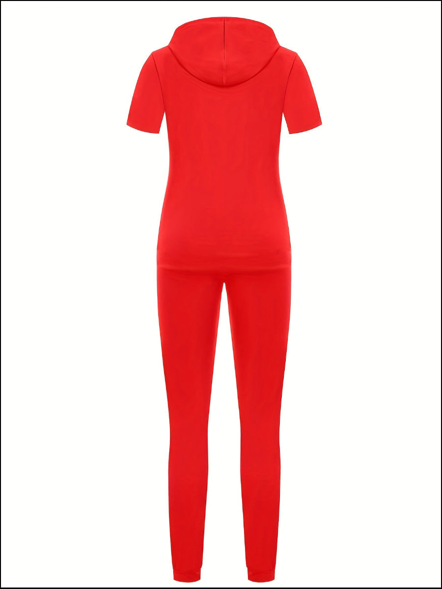 Hooded Collar Ripped Pants Set At909