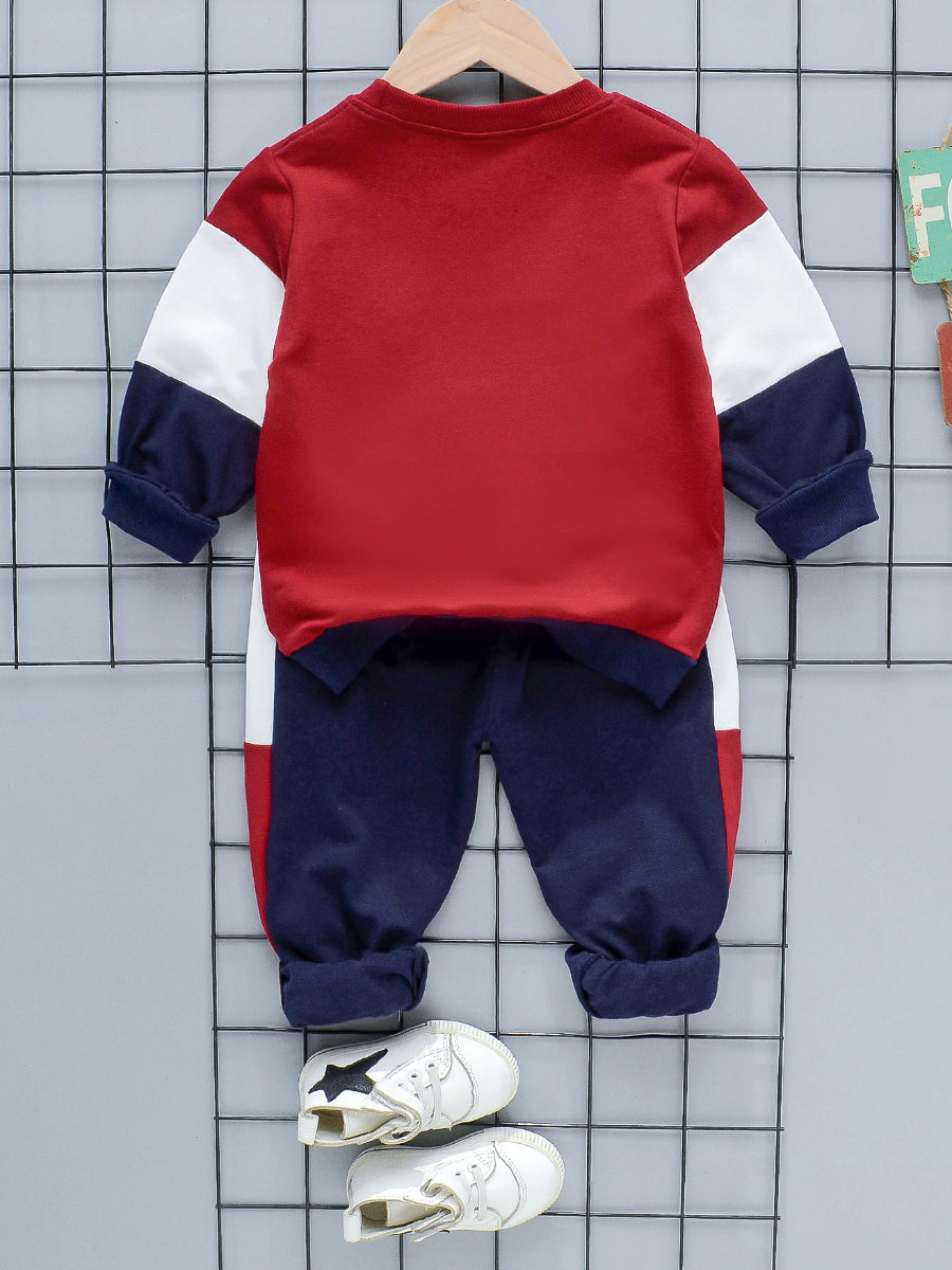 Kid Color Lump Patchwork Pants Set Bo1146